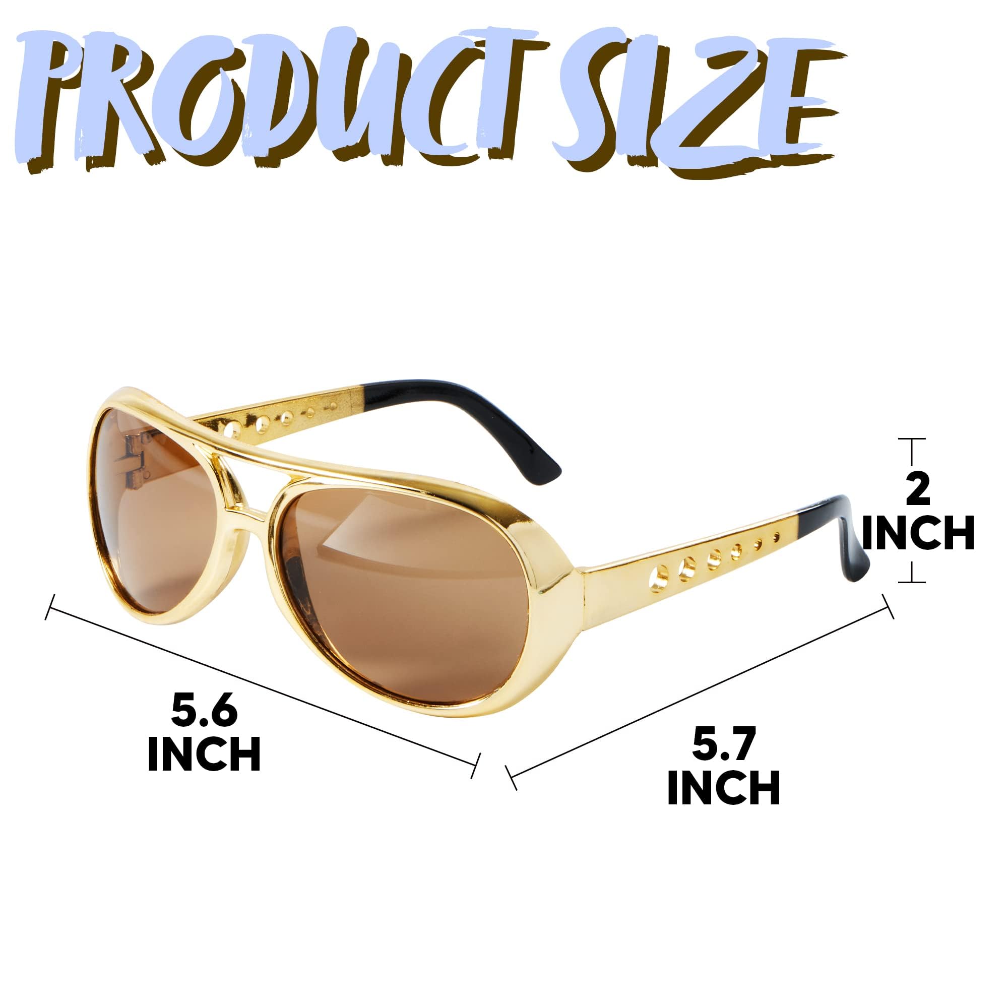 Spooktacular Creations Gold Sunglasses Disco Glasses, 50’s 60’s 70's Glasses for Halloween Party Costume Rockstar Accessories, Gold Celebrity Sunglasses for women and men