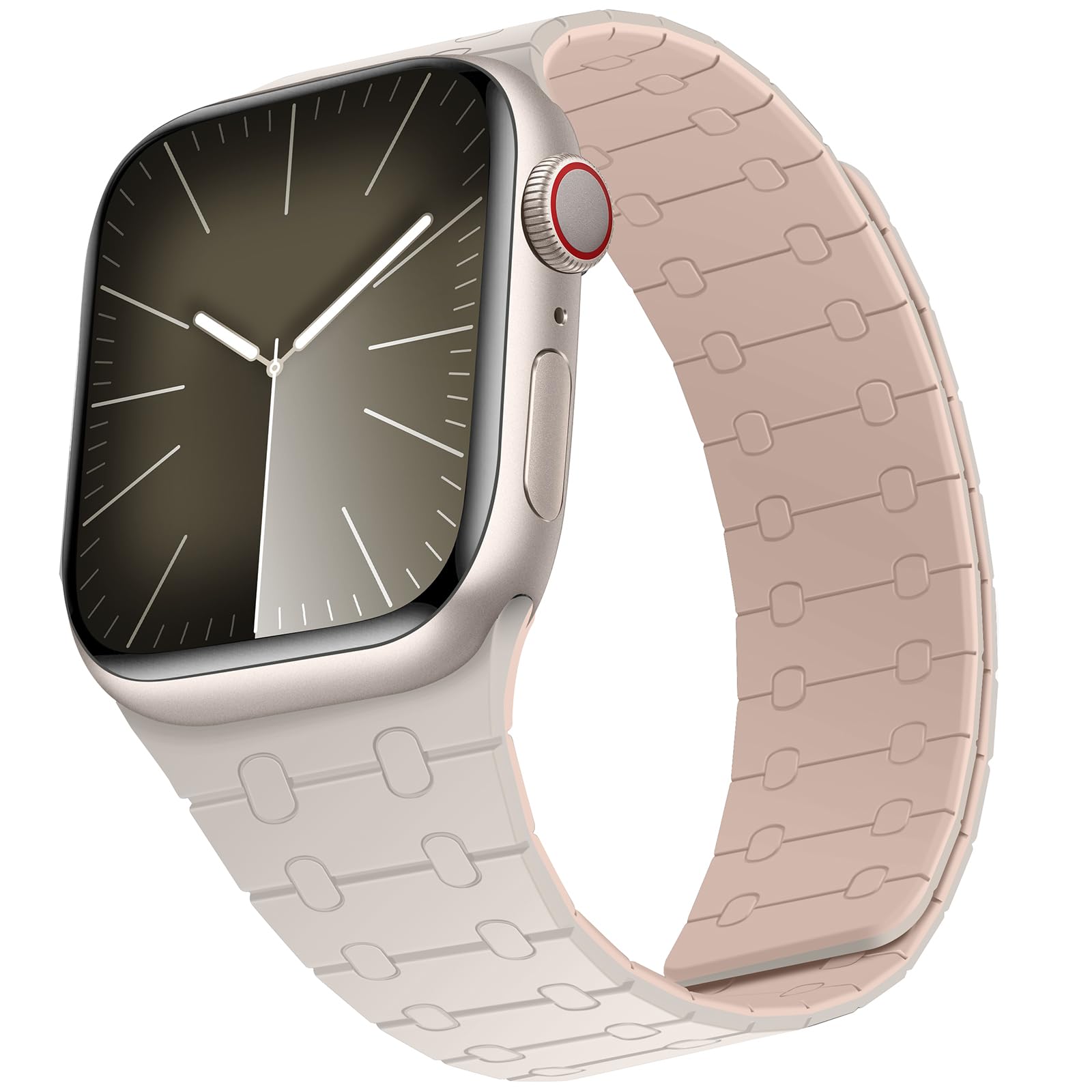 ZZDZZ Compatible with Apple Watch Straps 49mm 46mm 45mm 44mm 42mm 41mm 40mm 38mm, Silicone Magnetic Adjustable Loop Strap for iWatch Ultra3/2/1 Series 11 10 9 SE3 8-1 (41/42/40/38, Starlight Pink)
