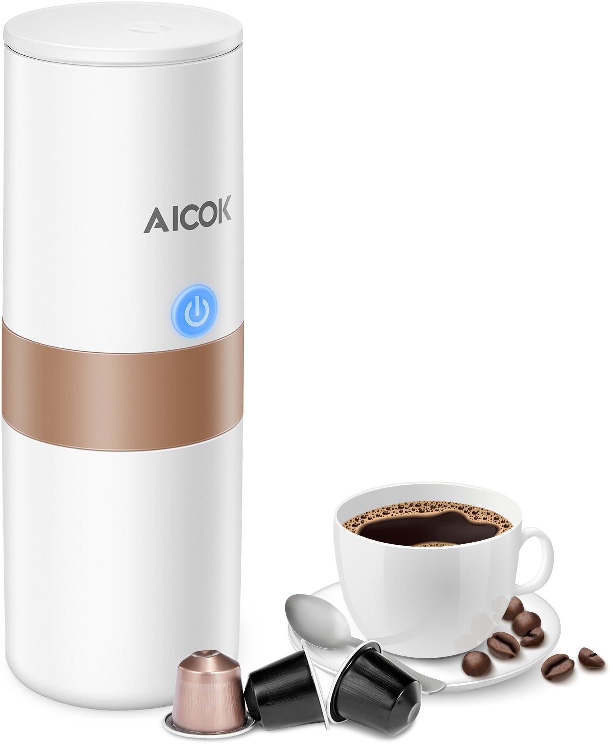 Aicok Portable Coffee Maker, Mini Electric Coffee Machine with Reusable