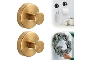 DSACL Suction Cup Hooks for Door Wreaths, 2025 Upgraded Wreath Hangers for Front Door, Halloween Christmas Suction Cup Wreath Hanger Holder for Glass Window Towel Shower Hooks Door Bathroom (2, Gold)