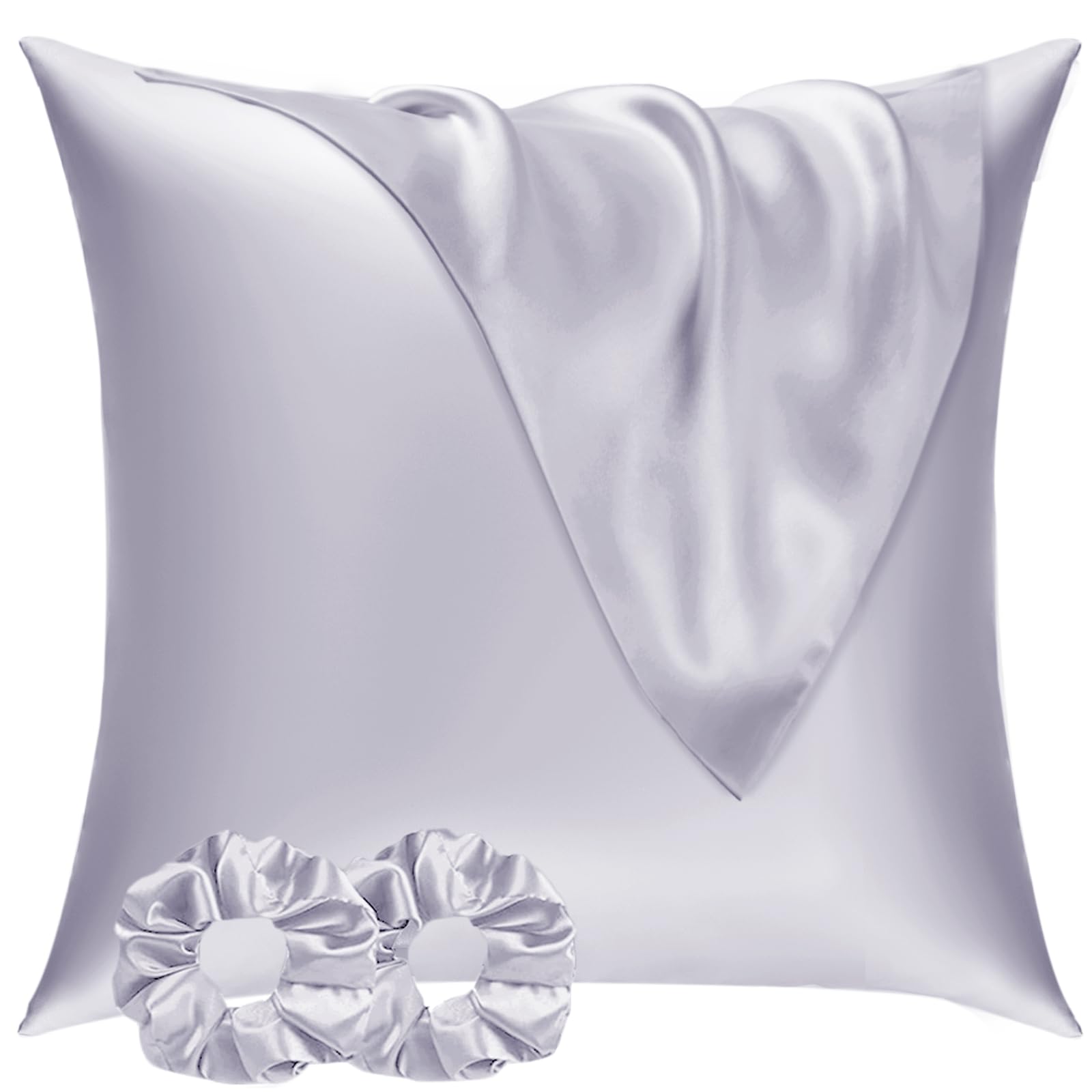 Vielit 2 Pack Satin Pillowcase for Hair and Skin,Soft as Silk Pillowcases for Hair and Skin,Easier Care than Silk Pillow Case Purple Pillowcases for 80x80cm Pillow Envelope & 2 Scrunchies