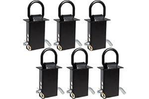 Hedday Trailer Stake Pocket D Ring 16200lbs Heavy Duty Removable Adjustable D-Ring Stake Pocket Tie Downs for Utility Trailers, Flatbed Trucks w/ 1/2" Hitch Pin (Black, 6PCS)