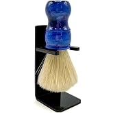 Parker Safety Razor, THE BIG BLUE BOAR, Deluxe Iridescent BlueHandle 100% Boar Bristle Shaving Brush, Large 24 MM Brush knot for a Better Lather! Shave Stand Included