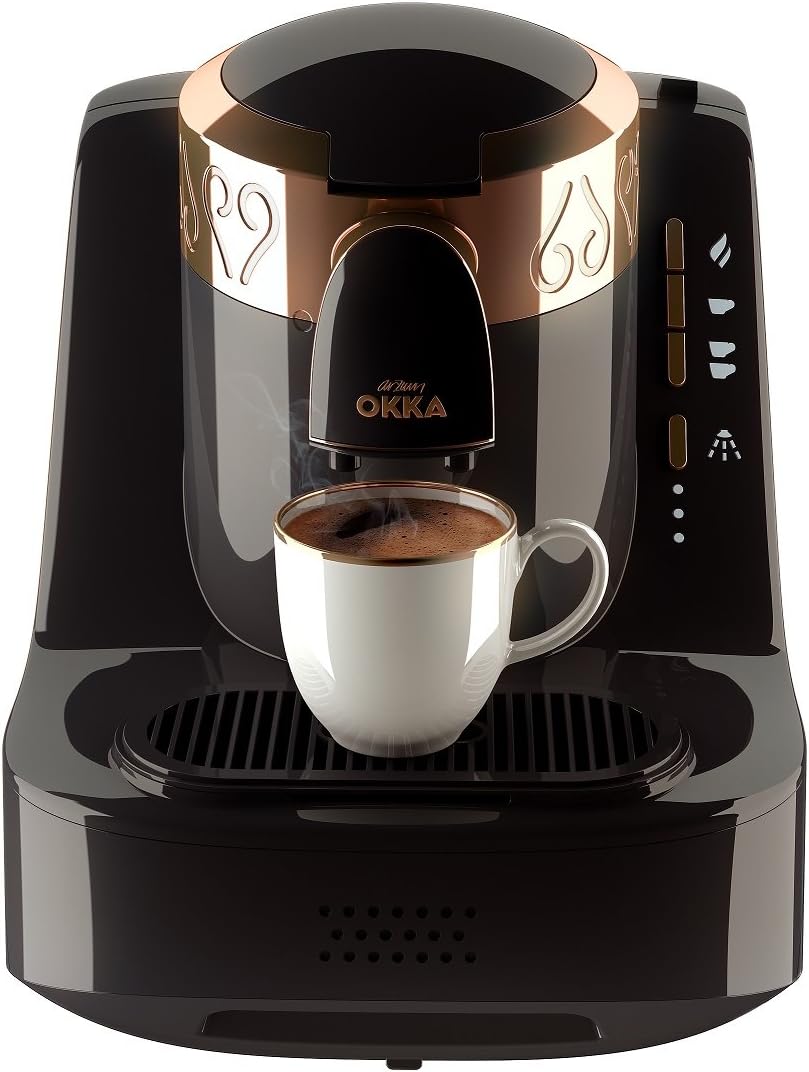 Arzum OK001 Automatic Turkish Coffee Machine, 710 W, 1 Liter, Black/Copper, 27.9 x 21.7 x 27.5