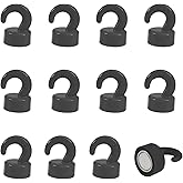 JINGZHAN 12 Pcs Mini Magnetic Hooks Black Small Magnet Cute Hook 8Lbs