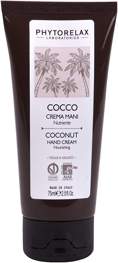 Phytorelax Laboratories Vegan & Organic Coconut - Hand Cream - Nourishing, Velvety, Absorbs Immediately - 75ml