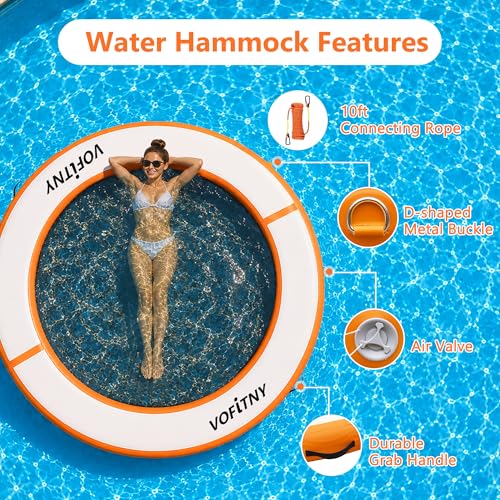 Inflatable Floating Dock Air Platform Multi-Person Swim Water Mat with Rope Ladder, None-Slip Surface for Pool Lake Beach