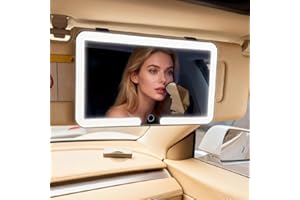 Universal Car Sun Visor Vanity Mirror with LED Lights & Touch Dimming - Vamotto LED Rechargeable Makeup Mirror Vanity Mirror 