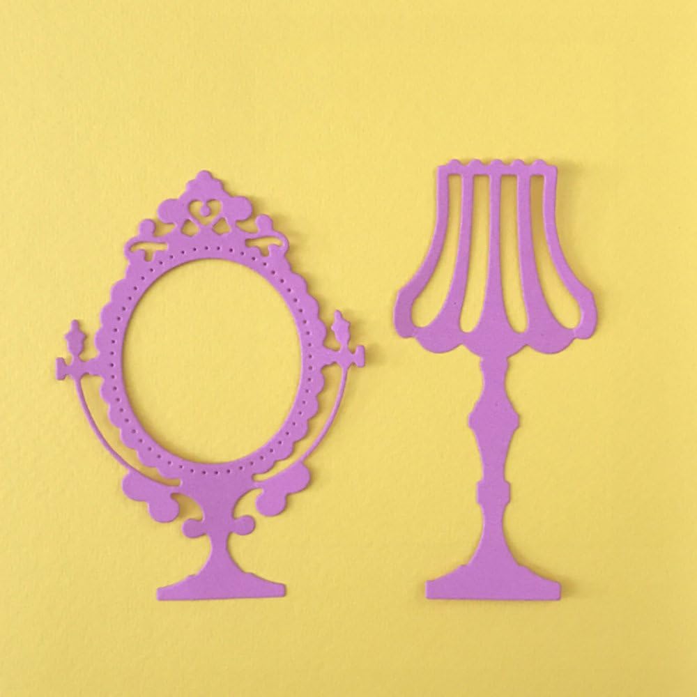 KUKICAT Metal Die Cutting Dies Mirror Table Lamp Stencil for DIY Scrapbooking Album Paper Card Decor Craft