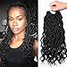 MOBOK 3 Pcs/Lot Goddess Locs Faux Locs Crochet Twist Braiding Soft Synthetic Hair Extension (1B), 14 Inch (Pack of 3)