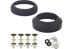 HYIJIAQI Universal Toilet Tank to Bowl Gasket Repair Kit, 2 Pcs Gasket and 4 Sets Brass Plated Heavy Duty Rustproof Bolt Hardware Kits Fits Most 3-Inch 3.5-Inch Flush Valve Opening 2-Piece Toilet Tanks