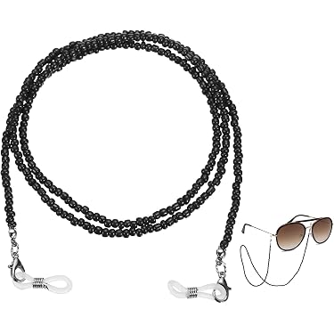 humlbird Cordon de masque pour lunettes avec perles de cristal de guérison pour femme, Noir, Petit