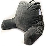Reading Pillow Bed Wedge Large Adult Backrest Lounge Cushion with Arms and Pockets | Back Support for Sitting Up in Bed / Cou