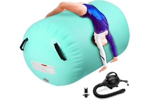 KIKILIVE Gymnastics Air Roller Barrel and Inflatable Tumble Mat, Air Barrel and Gymnastics Air Mat with Pump for Home Use Outdoor Training Cheerleading Yoga