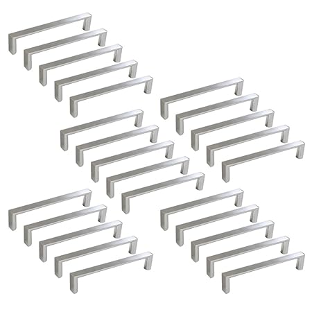 Emuca 9161051 Griffe für Möbelstück, CC 96mm, Zamak, Nickel satiniert, 25 Stück
