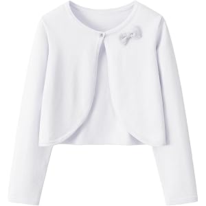 Yekaty Kids Girls Cardigan Bowknot Button Sweater Long Sleeve Bolero Shrug | cropped girls sweaters for dresses, lightweight,