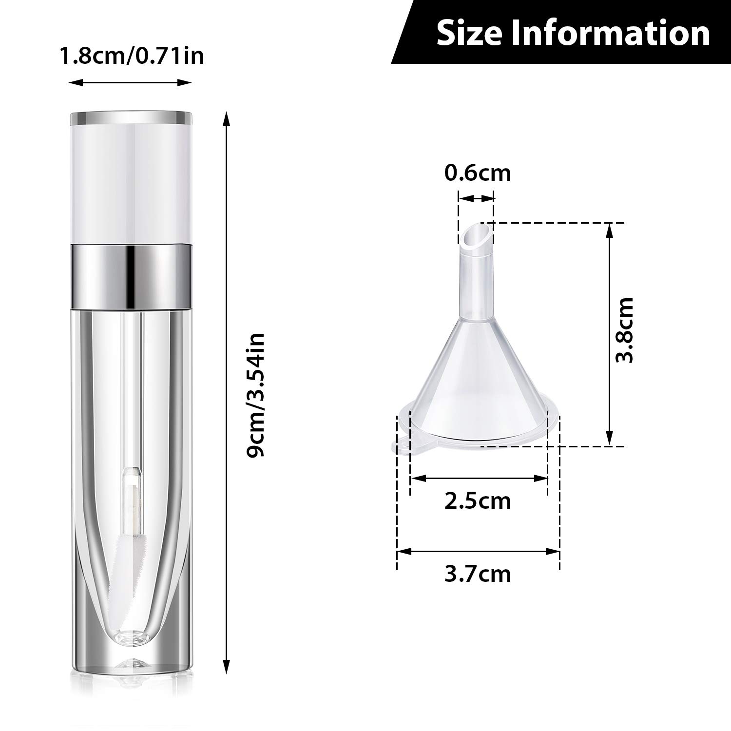15 Pieces Lip Gloss Tube Empty Plastic Lipstick Sample Refillable Lip Balm Bottle Container and 3 Funnel for Women Girls Cosmetic, Liquid, Toiletry, Travel Home (White) : Beauty