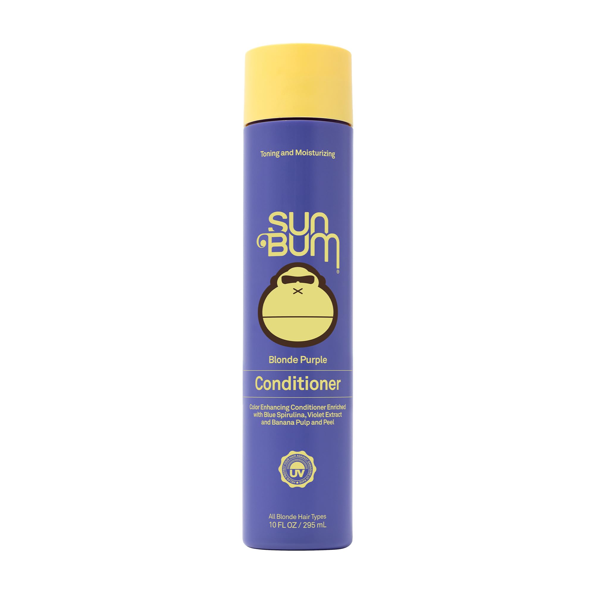 Sun Bum Blonde Purple Conditioner - Moisturizing and Brightening Formula - UV Protecting and Color Enhancing and Toning Hair Treatment for Blonde Hair - Helps Prevent Breakage and Frizz - 10 oz