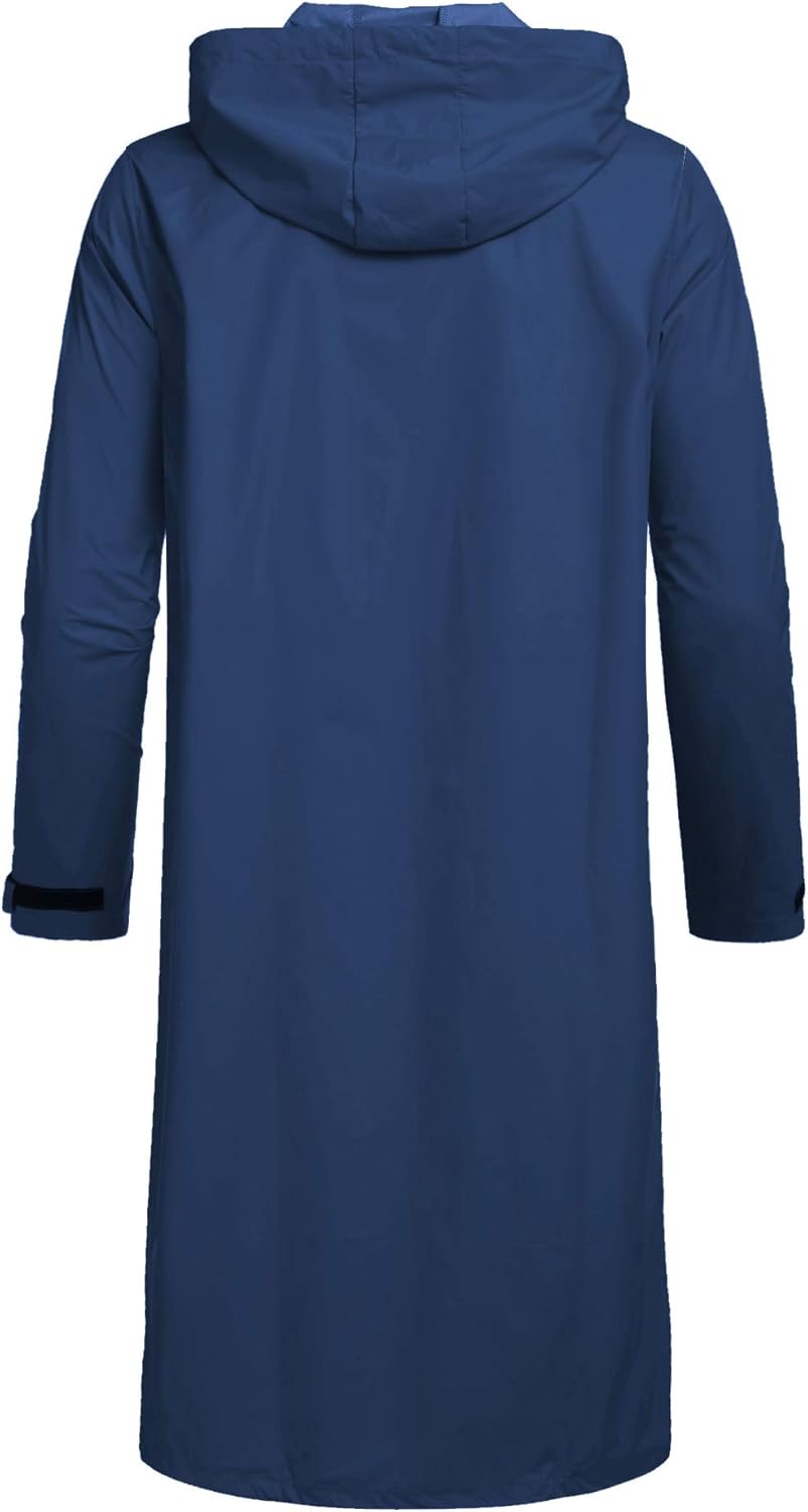 COOFANDY Men's Rain Jacket with Hood Waterproof Lightweight Active Long Raincoat: Clothing