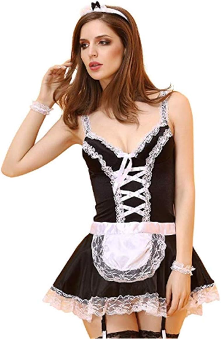 Women Sexy Lingerie Maid Cosplay Costume French Naughty Cute Lace Dress Lingerie Uniform, Style 4, 1 - Image 4