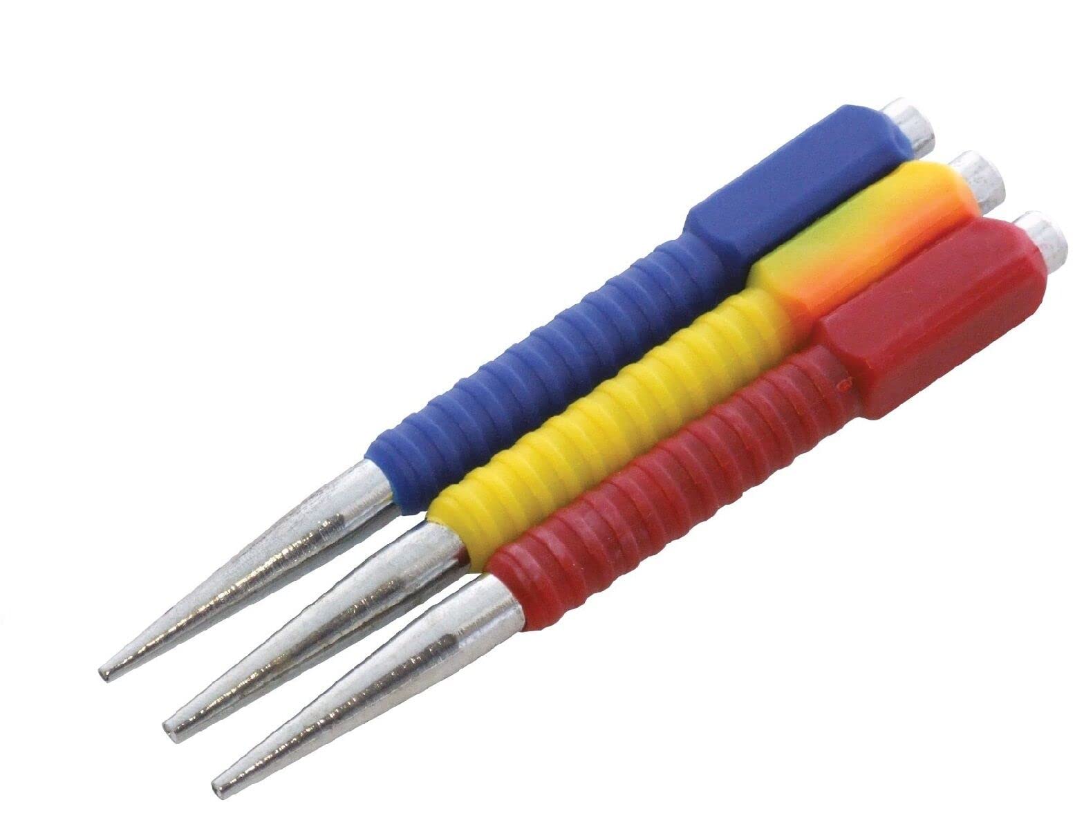 iSeventy9 3pc Color Coded Nail Punch Set 1/32" 1/16" 3/32" 1.5/2/3mm Bright & Panel Pins