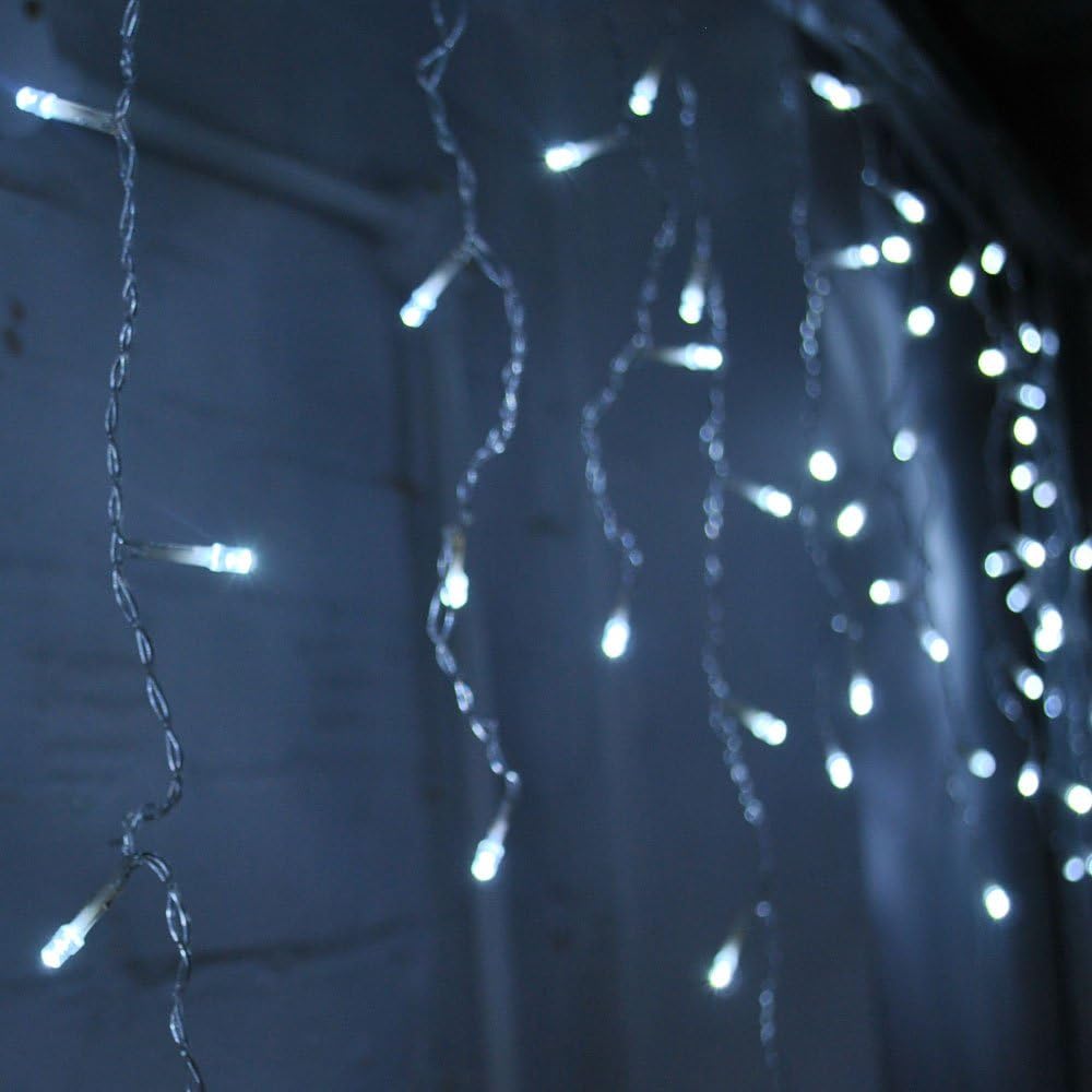 JnDee Icicle Christmas Fairy Lights Waterproof Outdoor/Indoor use. ICY Cool White 120 LED 4M Wide 24 Drops Plus a Massive 10M Lead Cable - Image 5