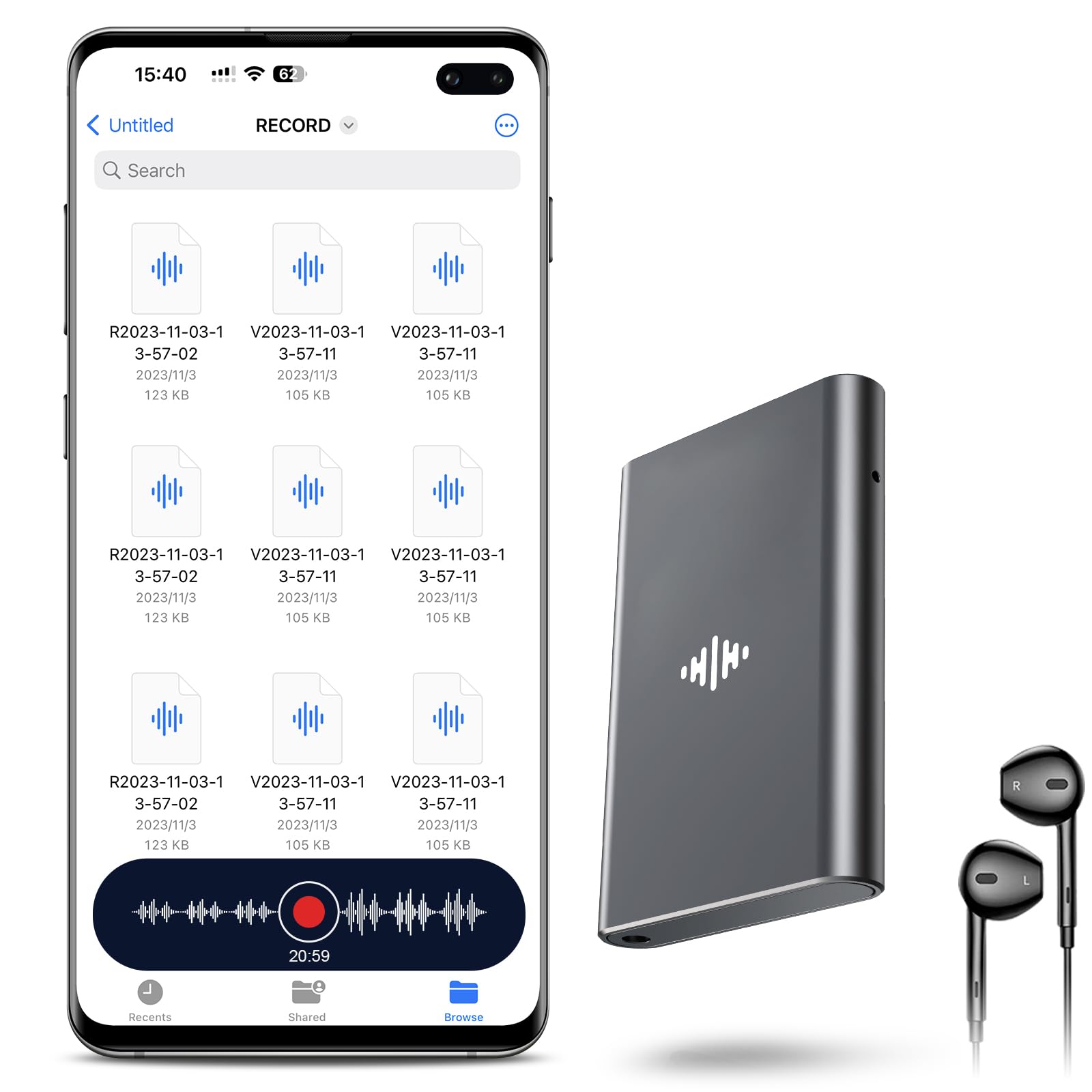 Photo 1 of 128GB?9200H Storage? Magnetic Voice Recorder - Coptdyy Recording Device with DSP4.0 AI Noise Cancellation, HD Audio Recorder, Compact Voice Activated Recorder for Lectures/Meetings/Interviews
