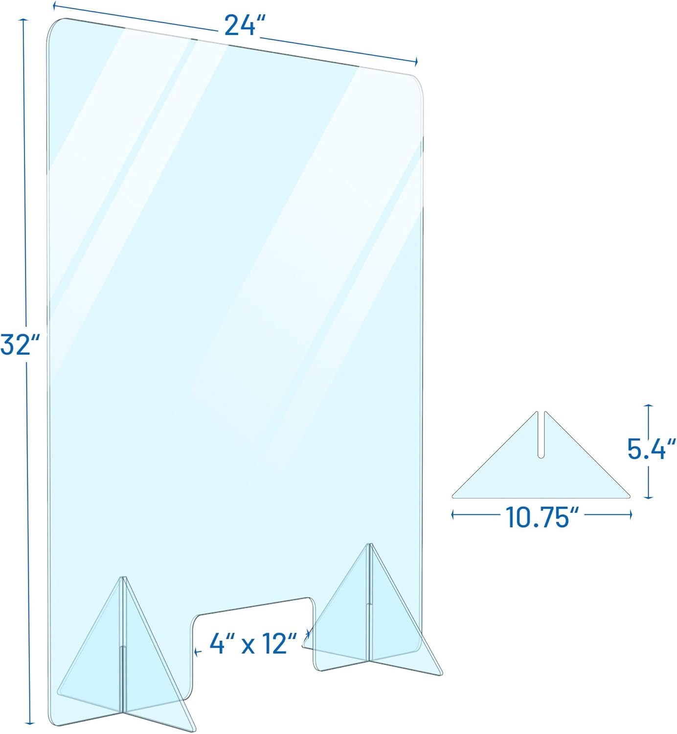 Free Standing Portable Acrylic Protective Divider Plexiglass Desk Shield Sneeze Guard Safety Barrier with Transaction Window for Office, Countertop, Restaurant, Reception Cashier Desk (24" W x 32" H): Kitchen & Dining