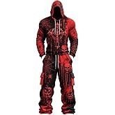 Mens Skeleton Costume Halloween 2 Piece Sweatsuits Sets Funny Ghost Suit | Halloween Costumes,Hoodies and Sweatpants Tracksuits Casual Jogger Set ,Casual Streetwear,Dress-Up,Photo Shoots,Performances