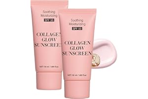 No Cast Collagen Sunscreen | SPF 50 Broad Spectrum Face Sunscreen, Lightweight Moisturizing Non-Sticky Formula for Natural Gl