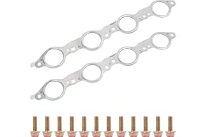 VKVXCLON 12617944 Exhaust Manifold Header Gasket with Bolts Compatible with Chevy Silverado Camaro Caprice Corvette Tahoe GMC Sierra CTS Escalade LS1 LS2 LS3 LS6 LQ4 LQ9 LM7 4.8L 5.3L 5.7L 6.0L 6.2L