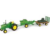 ERTL John Deere Haying Set - 1:32 Scale - Officially Licensed | Collectible Farm Toys, Authentic Die-Cast, 15-Piece Set, Tractor Baler Wagon 12 Hay Bales, Ages 3 Years+