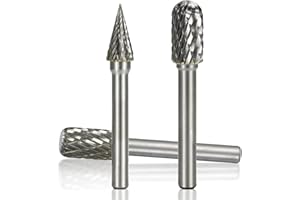 6mm Shank Rotary Burr Bit C E H M W Type Double Cut Rotary Files Tungsten Carbide Burrs for Metal Wood Carving Tool 5Pcs