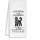STHTTSW Bathroom Golden Doodle Hand Towels, Funny Goldendoodle Gifts Decorative Hand Towels for Toilet, Dog Lovers Mom Dad Gifts for Women Men, Funny Dog Bathroom Decor, 16x24 Inch