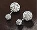 Foreverstore 925 Sterling Silver Stud Earrings Gold Plated Reversible Double Ball Crystal