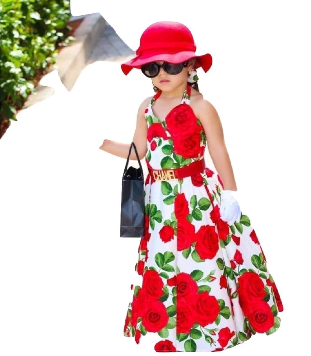 red rose dress for baby girl