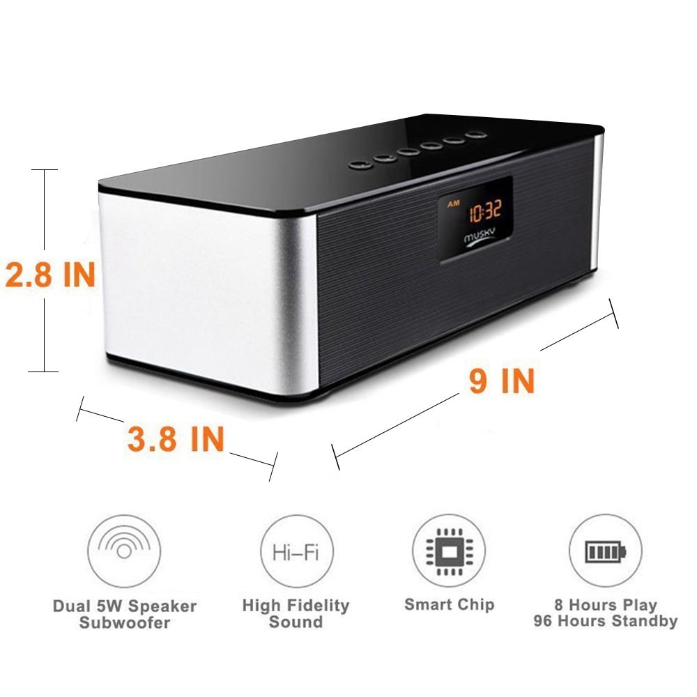 Bluetooth Speaker,XPLUS Portable Travel Wireless Bluetooth Speakers All-in-1,HIFI V4.0,Calling Built-In Mic, Support TF Card for Smartphones and All Audio Enabled Devices,Black