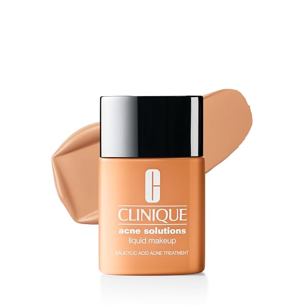 CLINIQUE ACNE SOLUTIONS LIQUID FOUNDATION MAKEUP WITH SALICYLIC ACID FOR DRY COMBINATION TO OILY SKIN TYPES | MEDIUM COVERAGE, NATURAL MATTE FINISH, CASHEW, 1.0 FL OZ