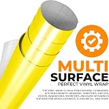 vgoltd Lemon Yellow Gloss Vinyl Wrap 90x500 cm Self-Adhesive Furniture Sticker view 4
