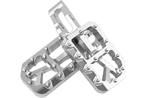 Woodniu Racein Dirt Bike Foot Pegs for Surron Ultra Bee,Aluminum Alloy Color Nail Suron Pedals for Ultrabee Motorcycle,Wider Non-slip Ebike Rest Footpegs,Silver Body with Silver Spikes