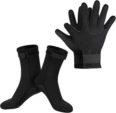 SUPERFA 3mm Neoprene Diving Gloves and Socks Set - 3mm Thermal Waterproof Gear,
