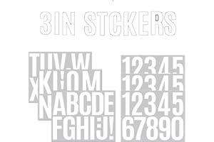 YTPZCL Letter Stickers 6 Sheets Mailbox Numbers, 3 inch Self Adhesive Vinyl Waterproof Stickers, Large Decals House Numbers, DIY Crafts Art Making (White)