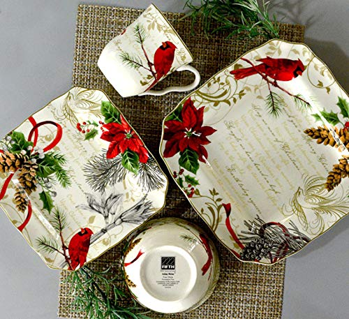 Holiday Wishes Red 16 Piece Dinnerware Set