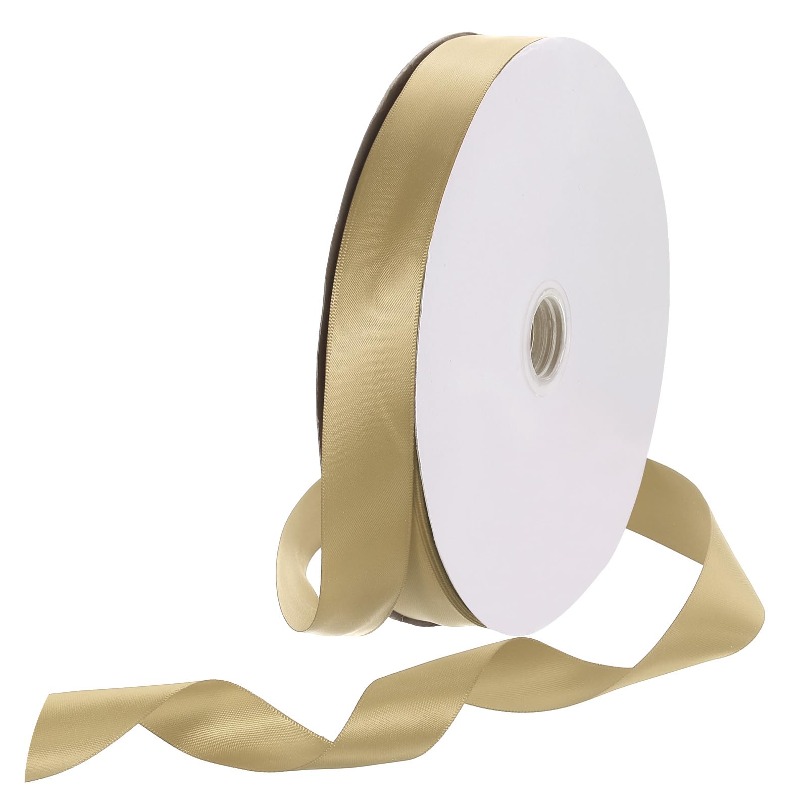 Rebower 25mm Satin Ribbon 91m Thick Double Face Grosgrain Silk Ribbon, [for Gift Wrapping, Hair Bows, Wedding, Cake, Flower] - 100 Yard/300ft/ Gold — image 1