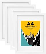 EGOFINE White A4 Frames Set of 4 Solid Wood with Mat 20x28.7 cm