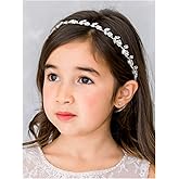 SWEETV Silver Flower Girl Headpiece for Wedding Crystal Baby Girl Headband Flower Crown Communion Hair Accessories for Birthday, Photography