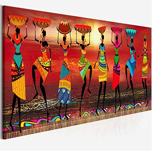 Art Large Canvas Prints Paintings on Canvas Wall Art for Bedroom Home Office Decorations African Women Dance,50x150cm/19.6x59“