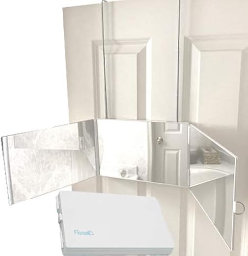 Portable Tri-Fold Mirror Home/Travel (White) 3 Way Mirror Hair, Makeup ...