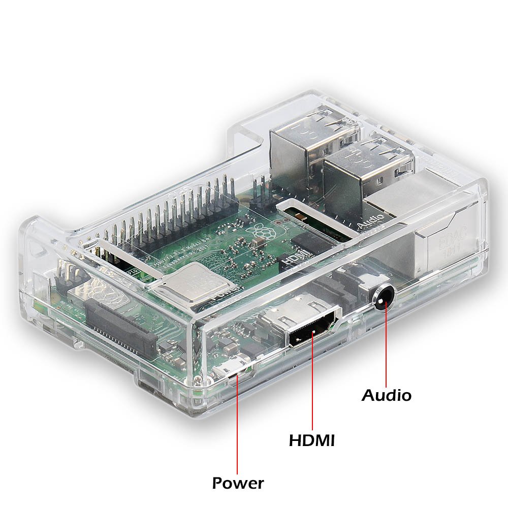 Raspberry Pi 3B+ Case - Transparent with Heatsink - Access to All Ports