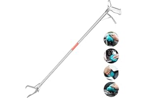 MYEONGD 60" Reptile Tongs Snake Grabber Tool Professional All-Aluminum Alloy Snake Tong Grabber Rattle Snake Catcher Wide Jaw